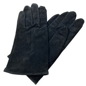 Vintage Unbranded Womens XL Black Suede Lined Driving Gloves Winter Gift Holiday